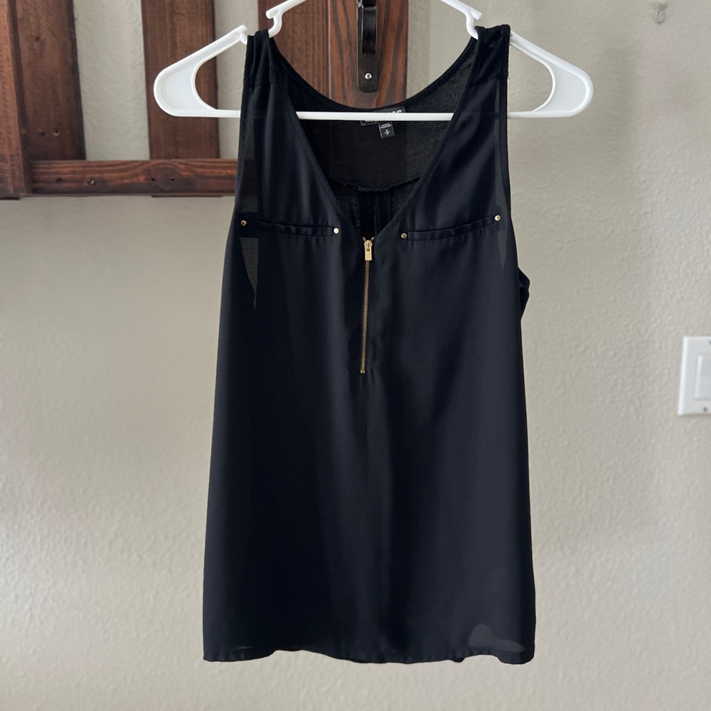 Black Sleeveless Top with Zipper